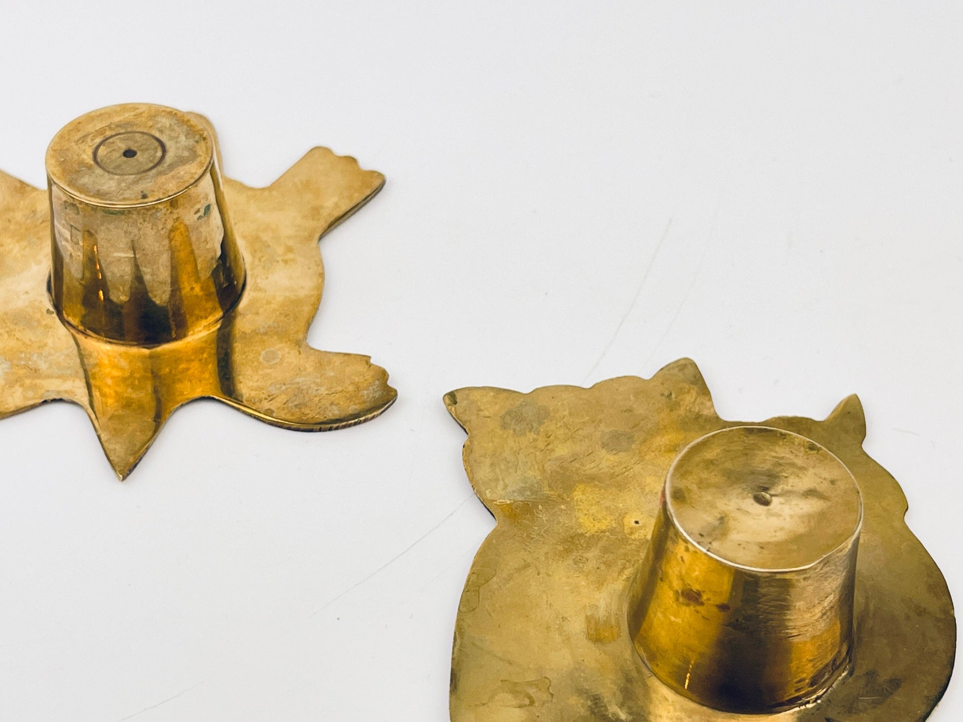 Product image for 'vintage owl turtle gold brass candlestick holders sold separately' (view 815fbc)