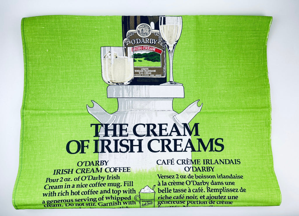 Product image for 'vintage odarby the cream of irish creams linen tea towel statement towel made in ireland en francais' (view 08a85a)