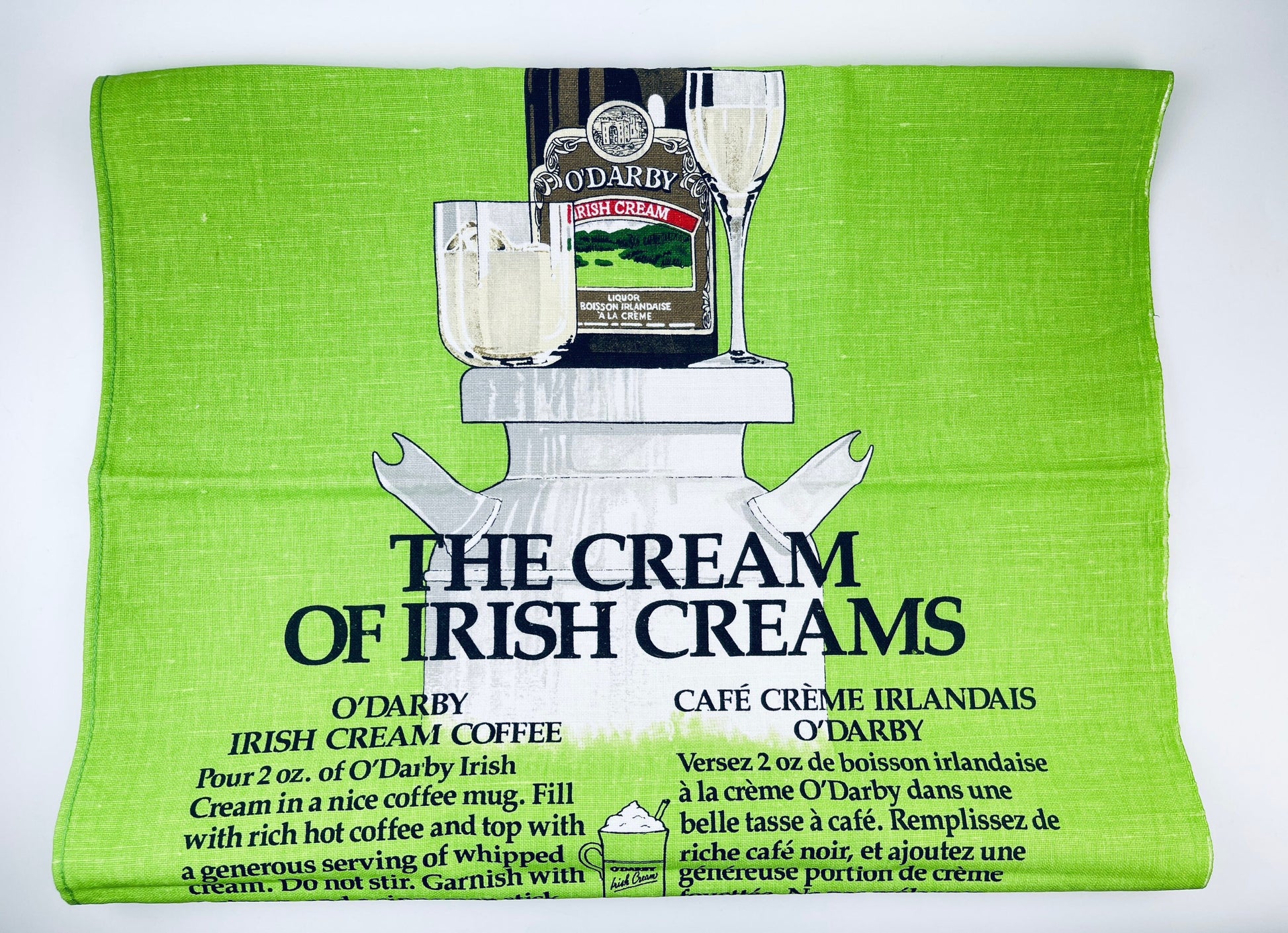 Product image for 'vintage odarby the cream of irish creams linen tea towel statement towel made in ireland en francais' (view 08a85a)