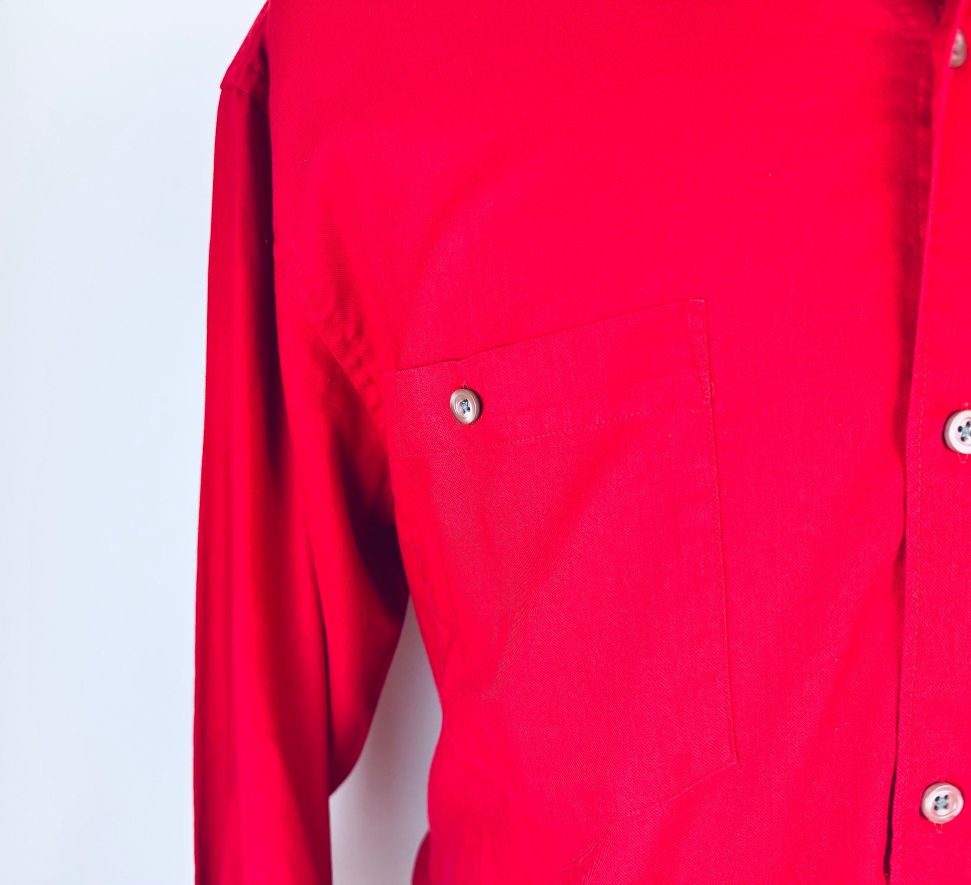 Product image for 'vintage yves saint laurent ysl menswear long sleeve button up red shirt double breast pocket size large l' (view f9dbdd)