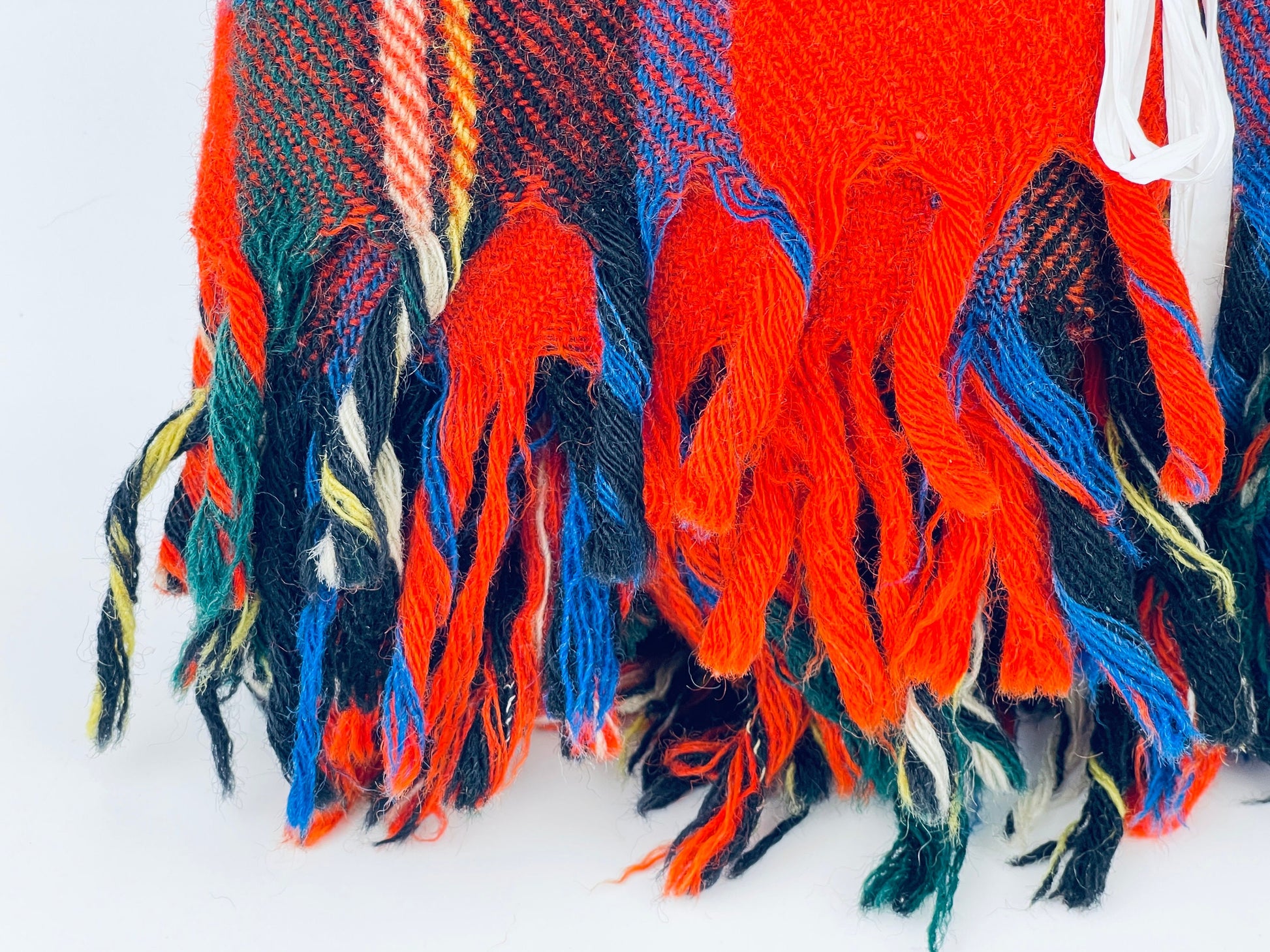 Product image for 'vintage red fringe plaid wool blanket 62 x 68' (view d287bd)