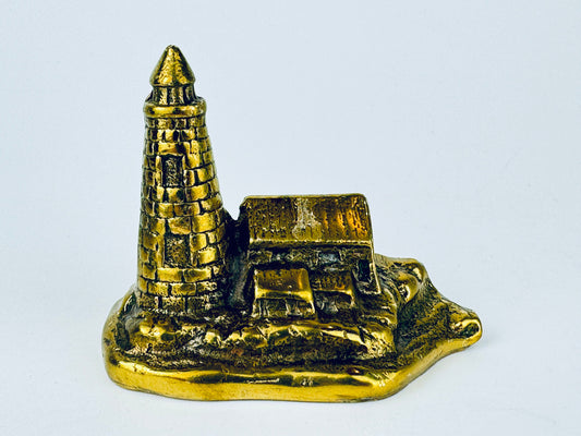 Product image for 'vintage solid mini brass lighthouse figurine nautical decor made in korea' (view b98931)