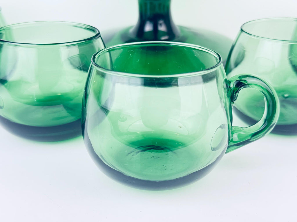 Product image for 'vintage verde green italian empoli art glass footed punch bowl set ladle seven 7 cups italian art glass elegance' (view ac5ff2)