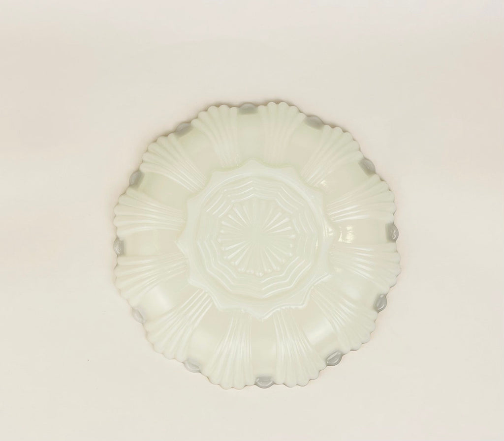 Product image for 'vintage anchor hocking milk glass divided serving dish gold rimmed edge' (view 27370c)