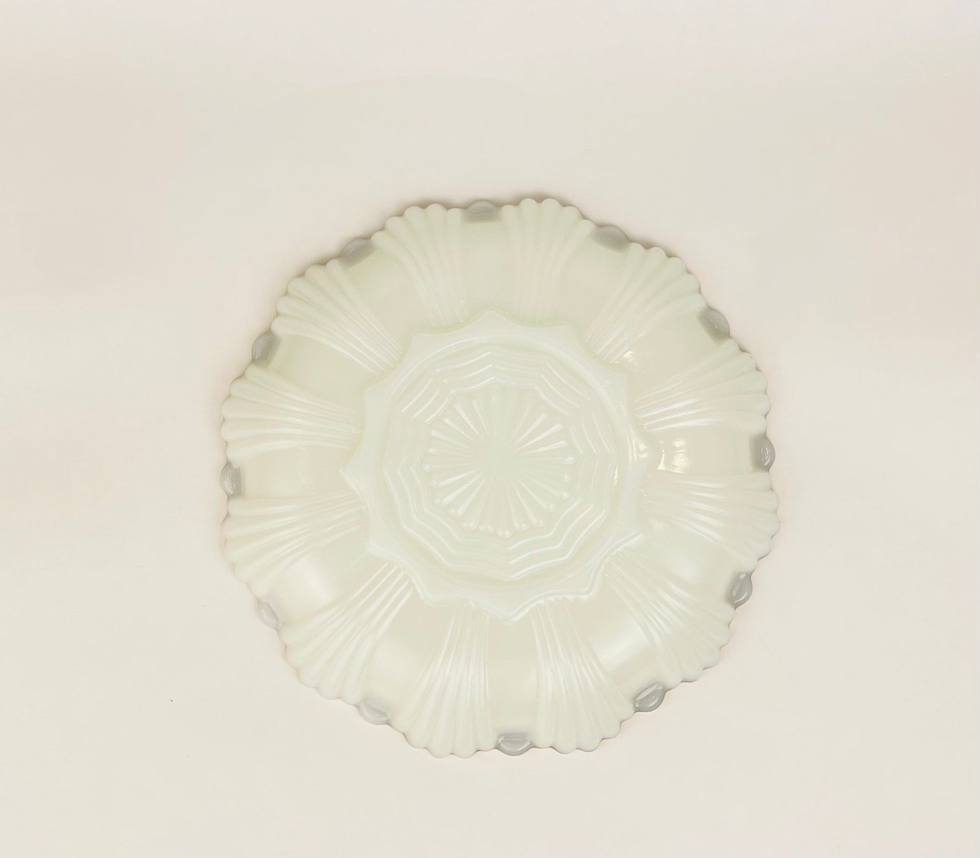 Product image for 'vintage anchor hocking milk glass divided serving dish gold rimmed edge' (view 27370c)