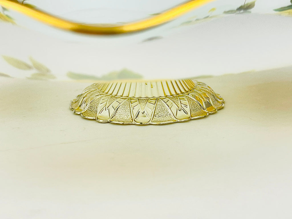 Product image for 'vintage ruffled glass yellow rose floral pedestal bowl james clarke sons england stoke on trent' (view 0cc05e)