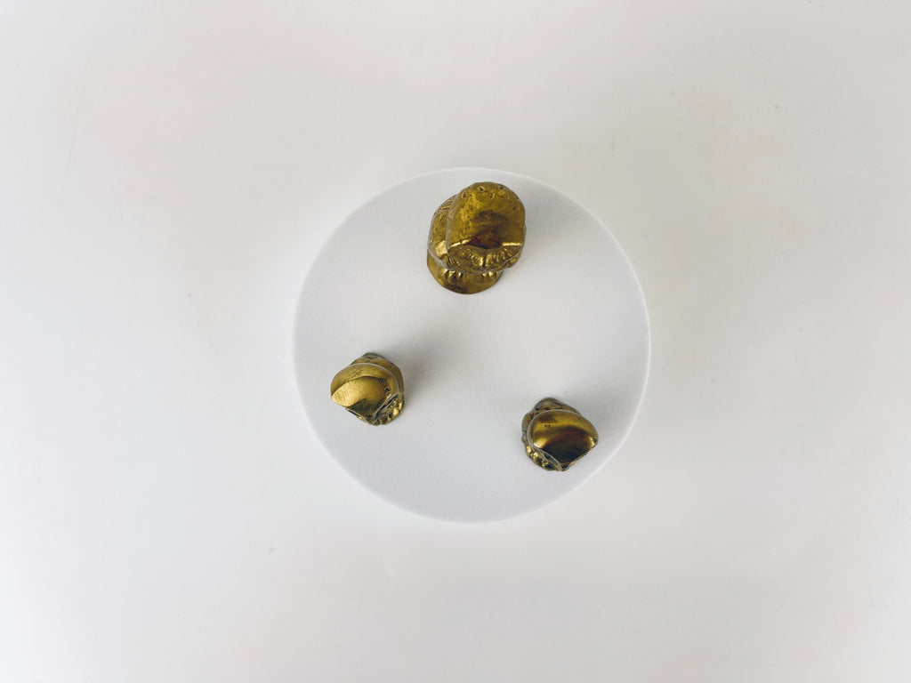 Product image for 'vintage small solid brass owl tabletop figurines attractive aged metal patina sold separately made in canada' (view b49b5f)