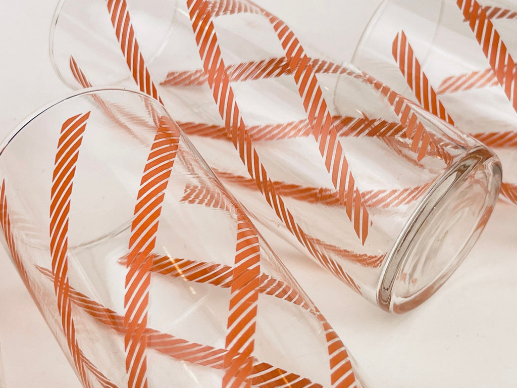 Product image for 'vintage pink chain pattern tall water glasses set of four 4' (view 03fb01)