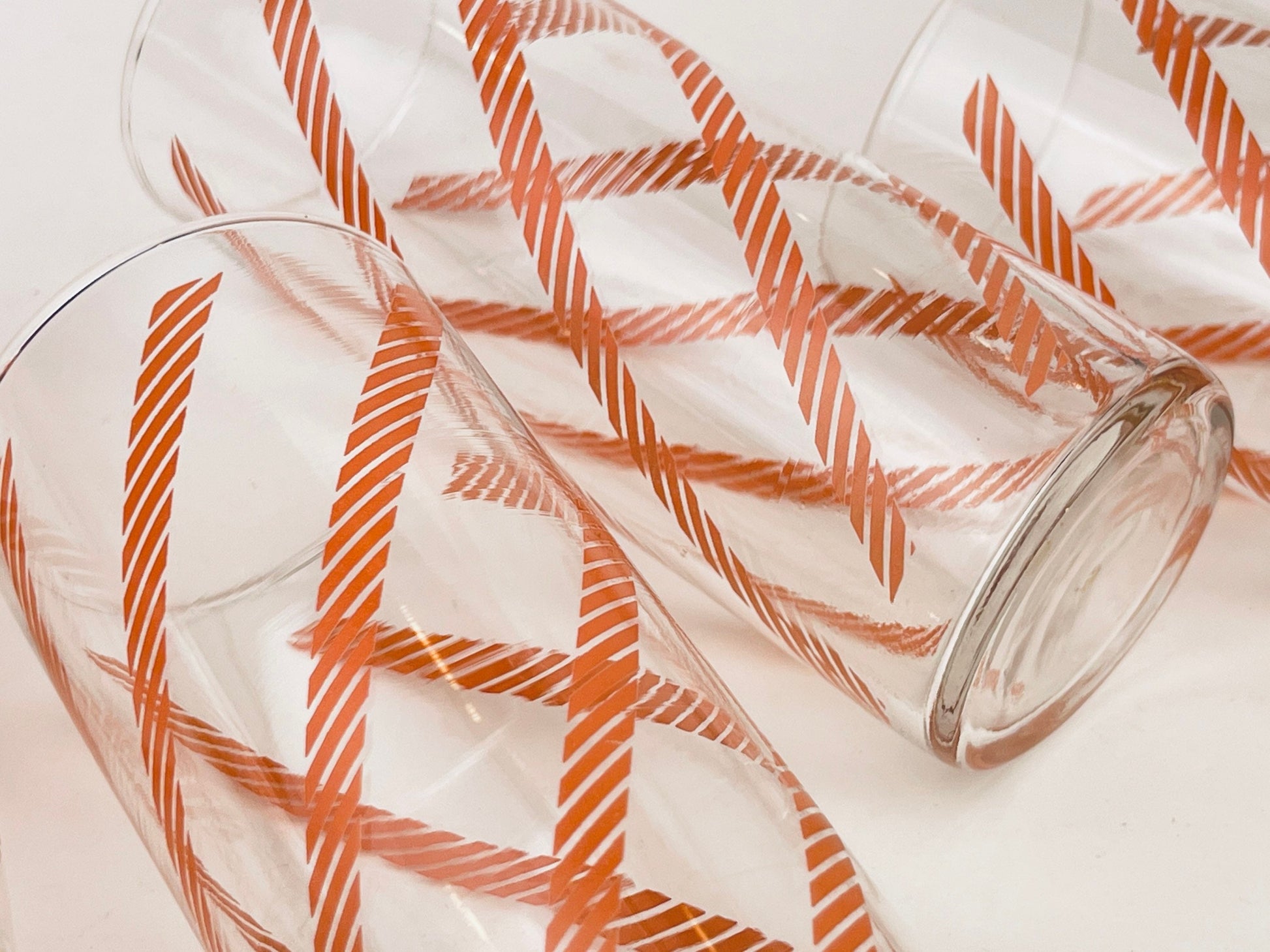 Product image for 'vintage pink chain pattern tall water glasses set of four 4' (view 03fb01)
