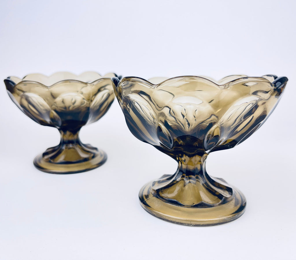 Product image for 'vintage anchor hocking smokey grey glass dessert bowls set of 2' (view a171c9)