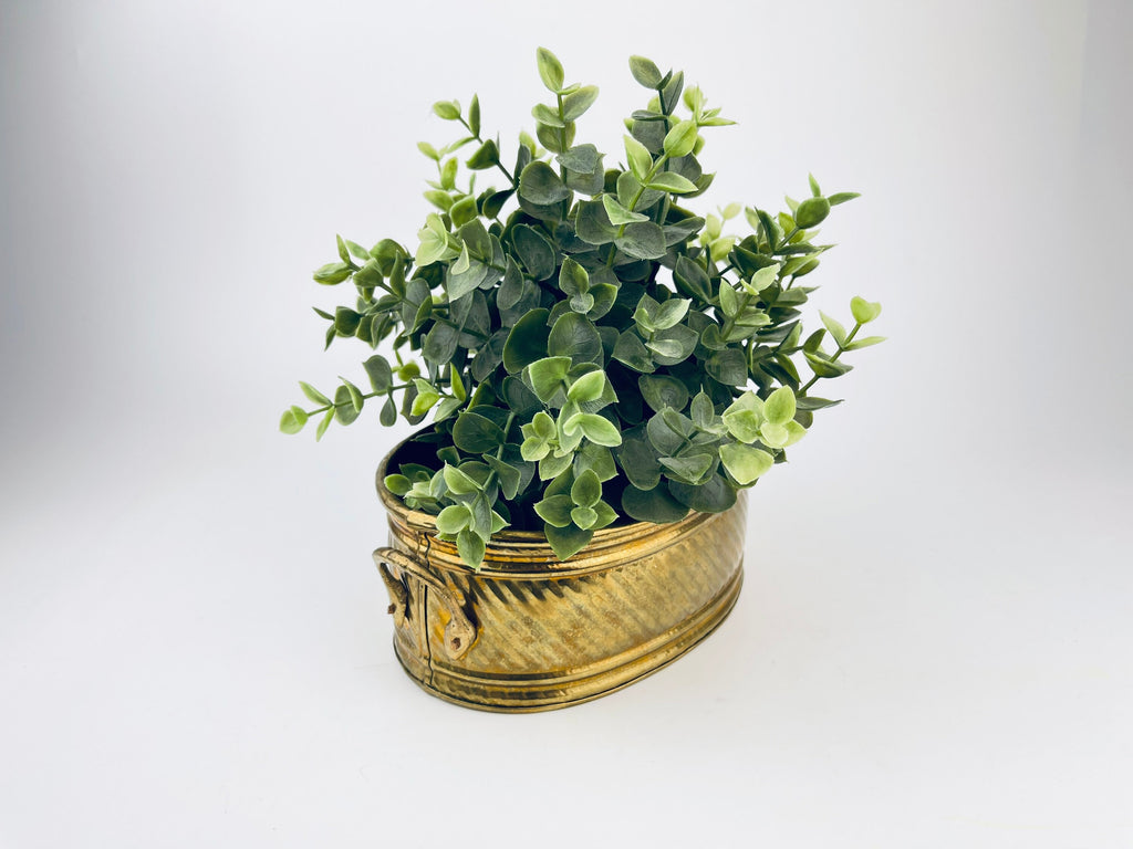 Product image for 'vintage handled brass oval indoor planter attractive aged metal patina' (view 3bdca4)
