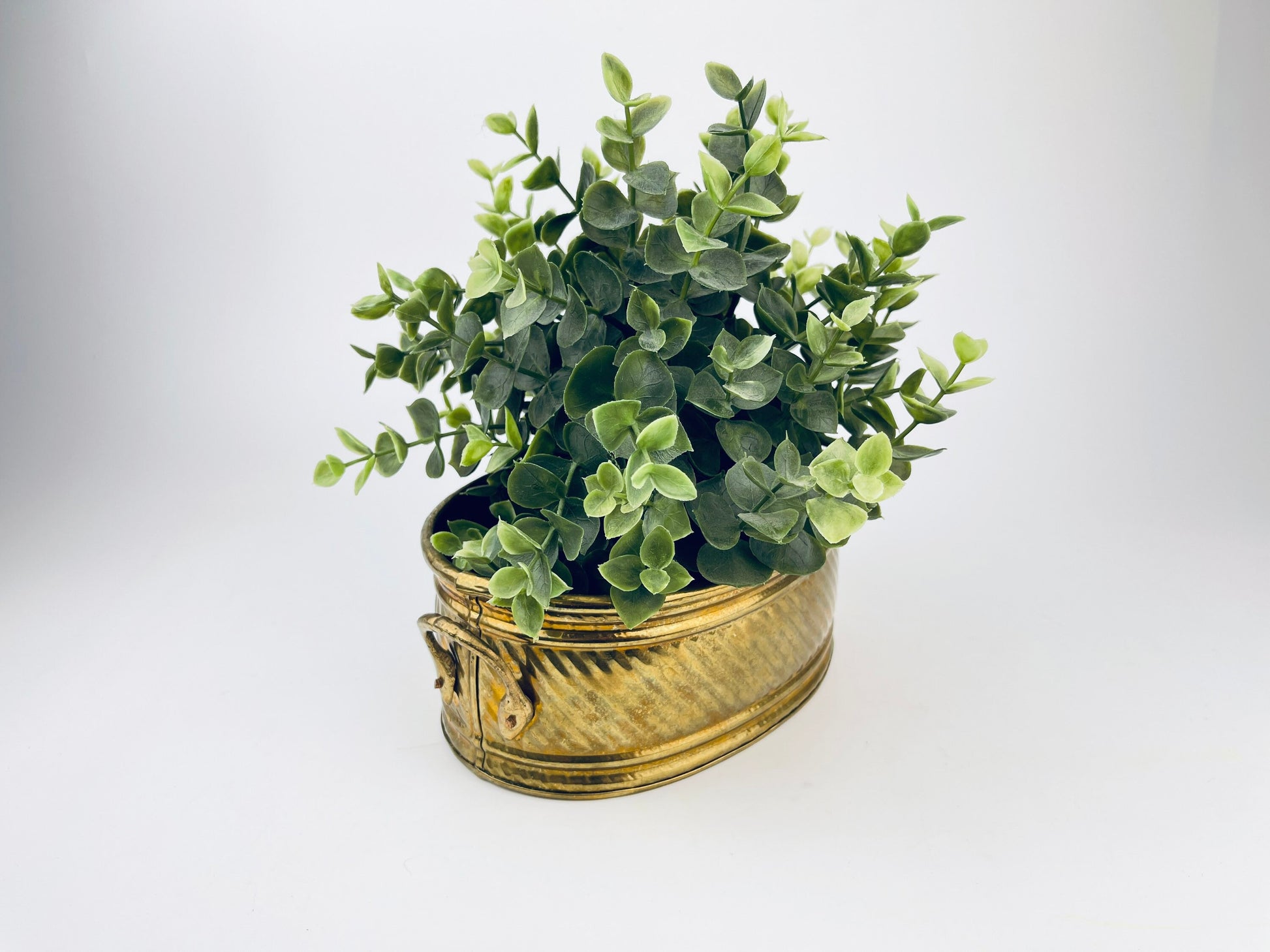 Product image for 'vintage handled brass oval indoor planter attractive aged metal patina' (view 3bdca4)