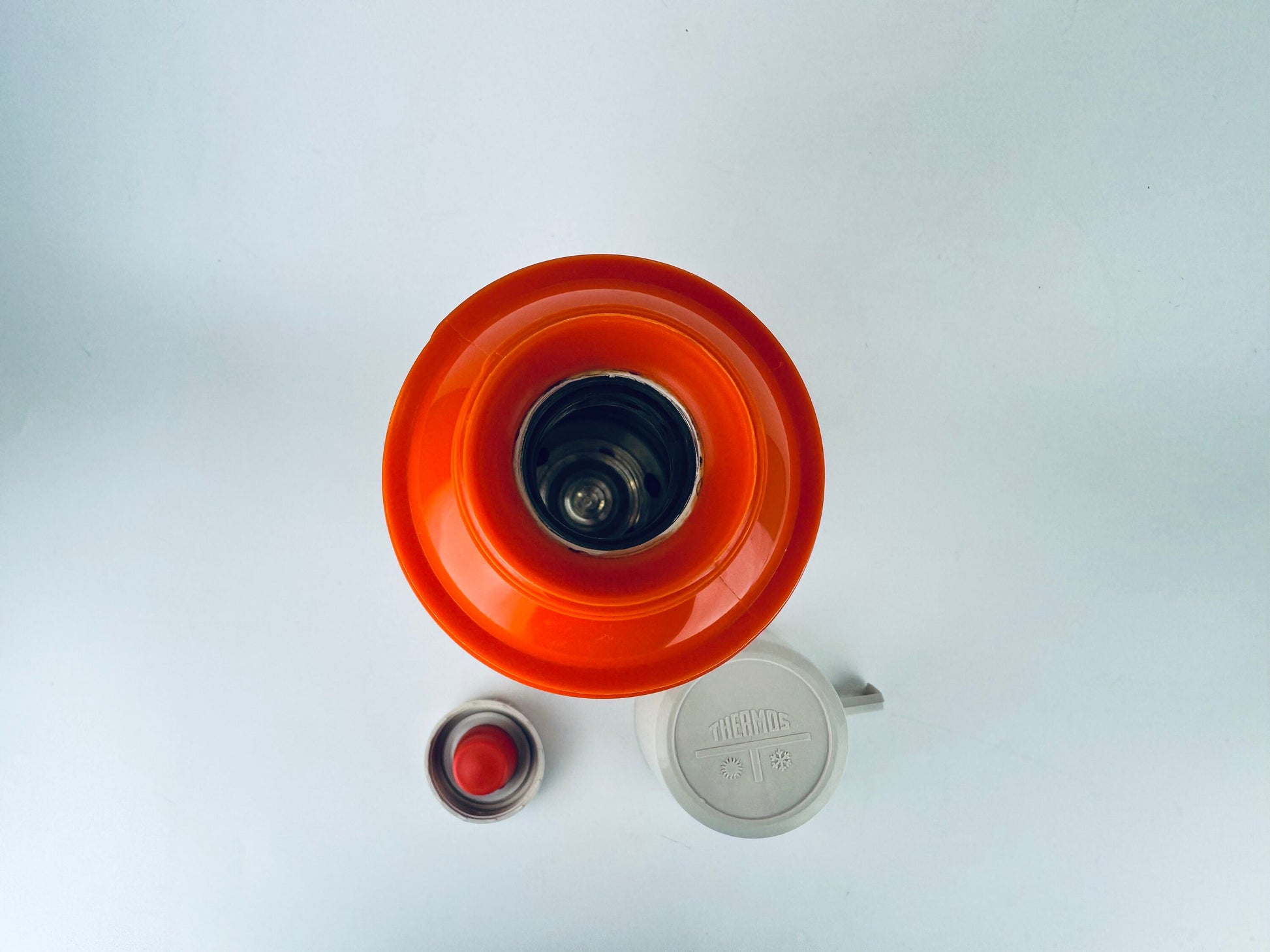 Product image for 'vintage bright orange plastic thermos insulated vacuum sealed jar model 24f made in canada' (view 38d778)