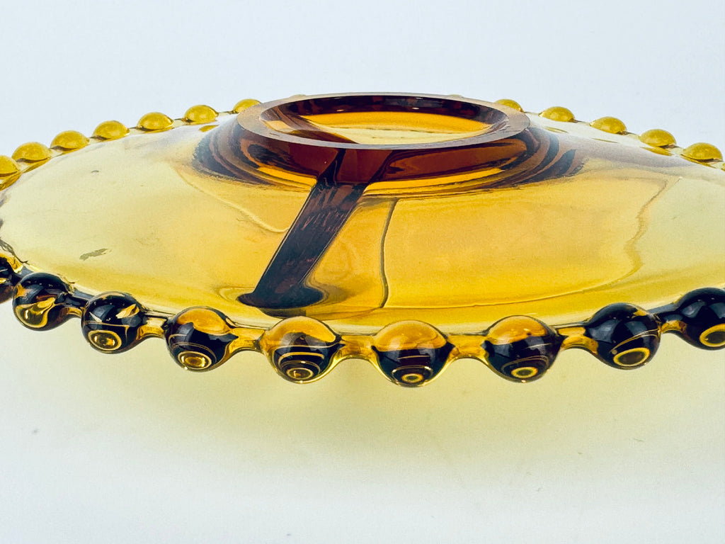 Product image for 'vintage amber candlewick boopie rimmbed glass divided nut dish plate 6' (view 980ee8)