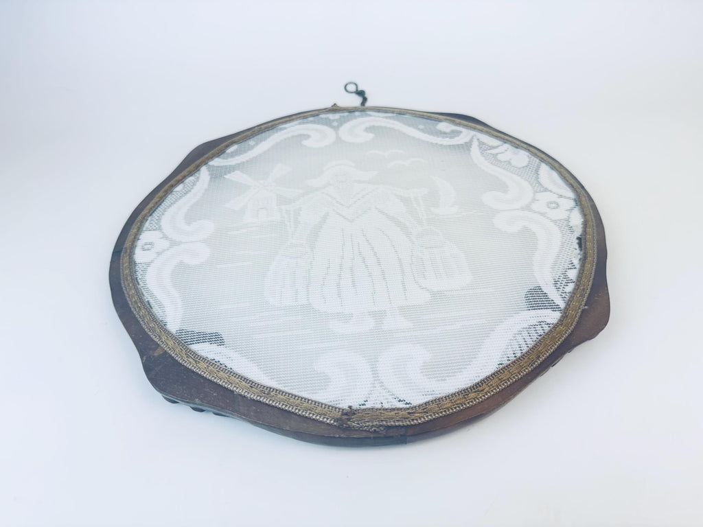 Product image for 'vintage dutch lace wall art carved wood frame window screen' (view dc5e20)