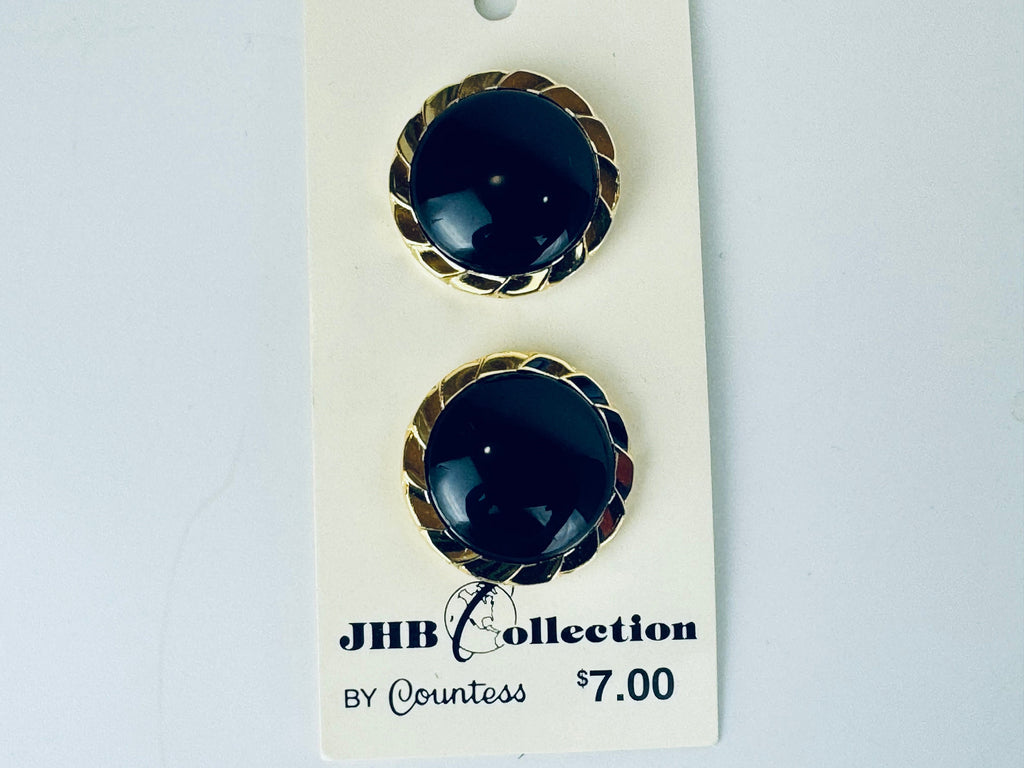 Product image for 'vintage jhb collection by countess black gold plastic metal button packs packs sold separately' (view c76809)