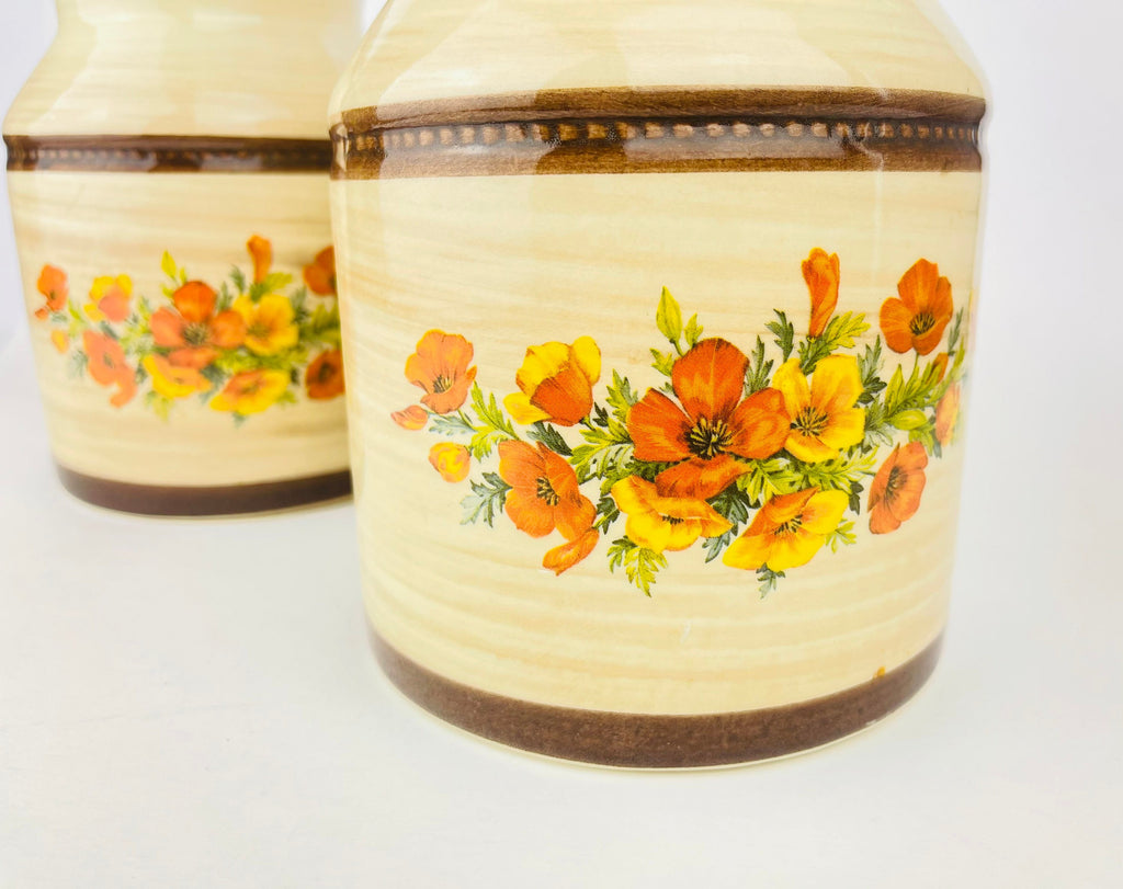 Product image for 'vintage floral ceramic countertop canister jars set of two 2 made in canada' (view 02ad7e)