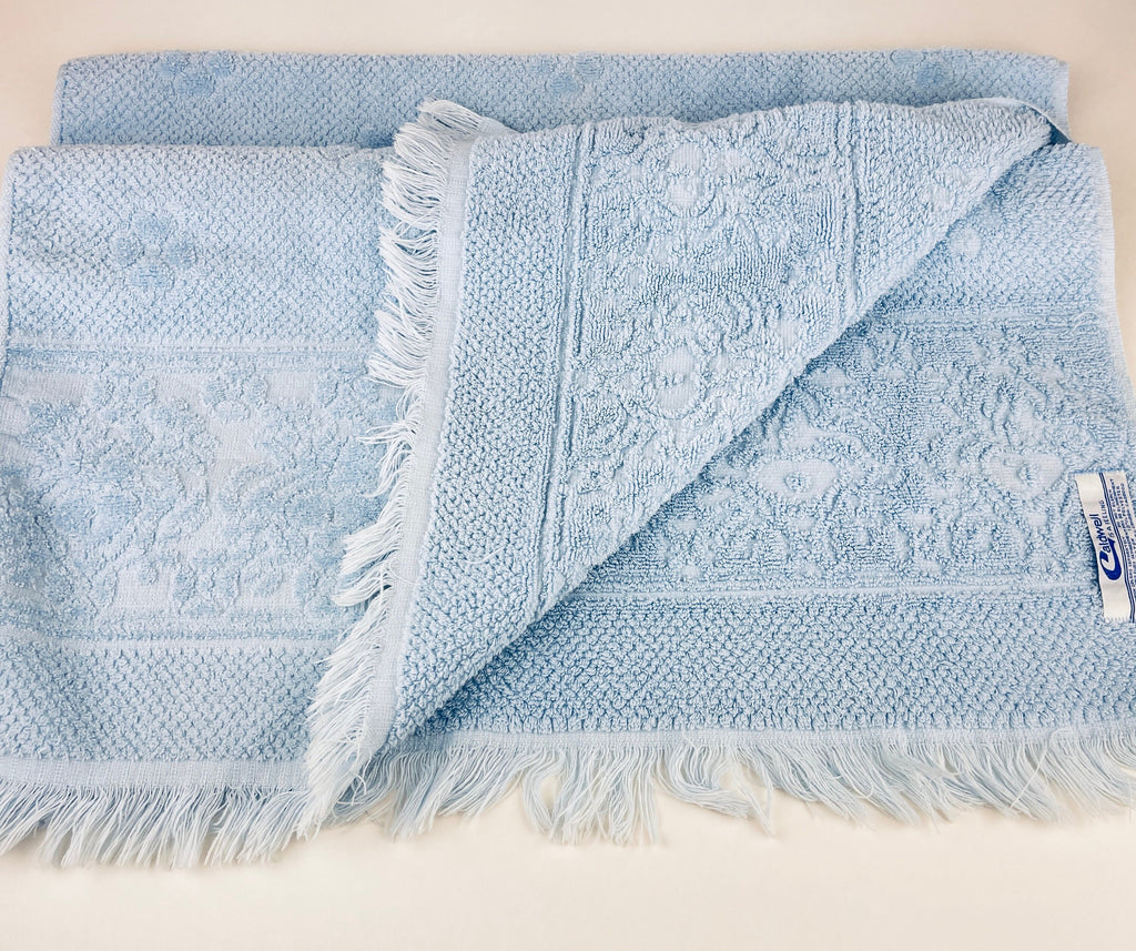 Product image for 'vintage blue textured floral fringe rectangular bath towels cotton polyester blend made in canada sold separately' (view 9a44be)