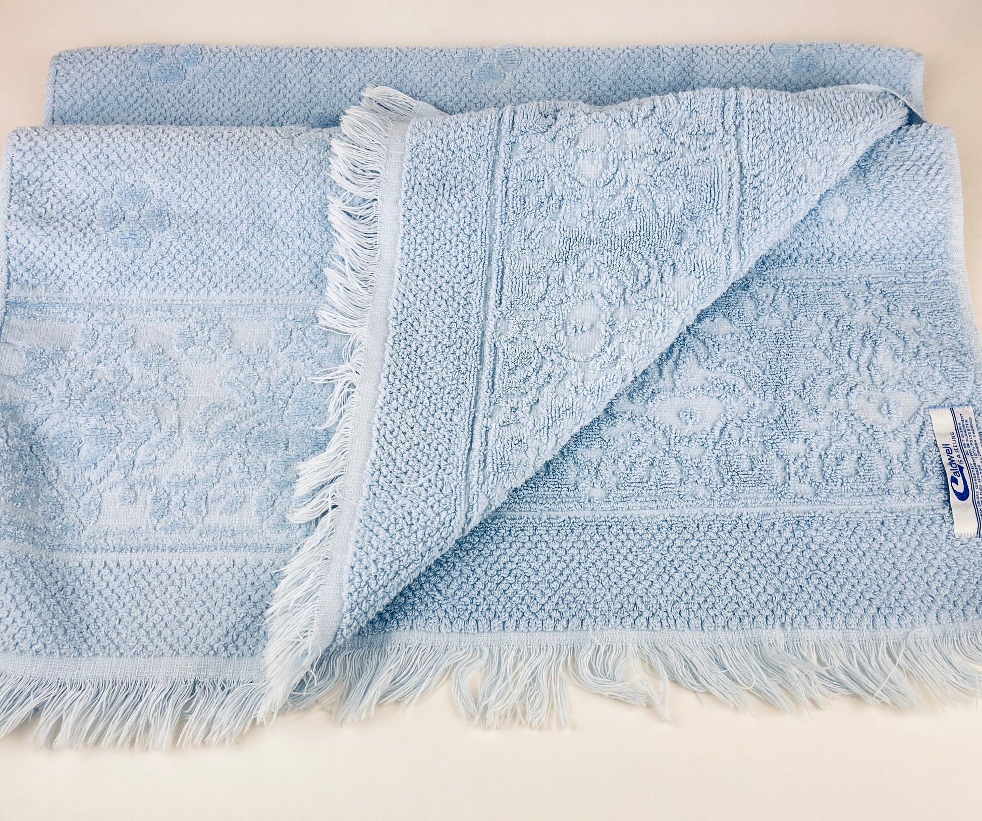 Product image for 'vintage blue textured floral fringe rectangular bath towels cotton polyester blend made in canada sold separately' (view 9a44be)