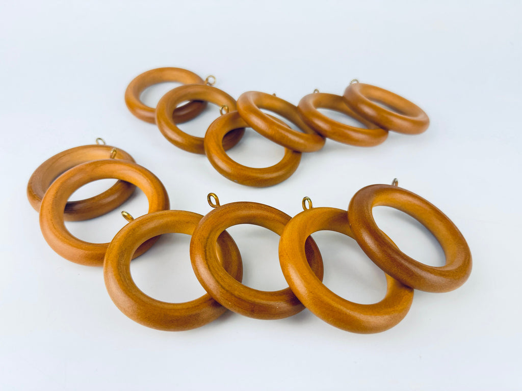 Product image for 'vintage macrame curtain wood metal ring holders set of twelve 12 two sizes available sets sold separately' (view 0d3f33)