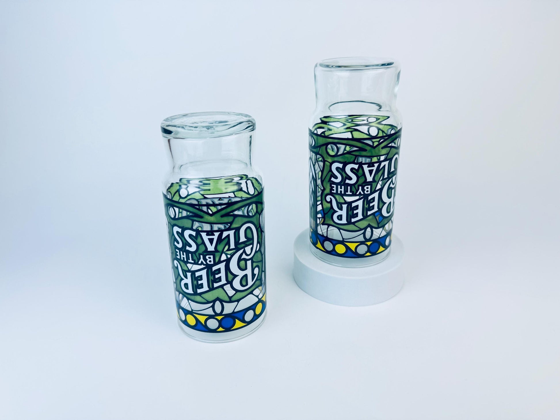 Product image for 'vintage libbey faux stained glass beer by the glass set of two 2' (view 8fd13a)