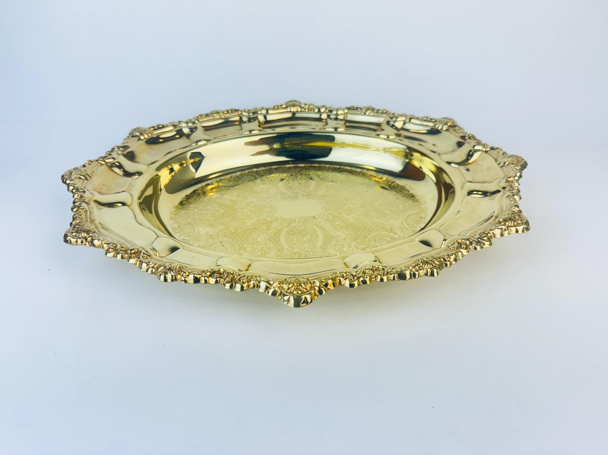 Product image for 'vintage viking plate ornate oval solid brass bowl made in canada' (view f7ff9f)