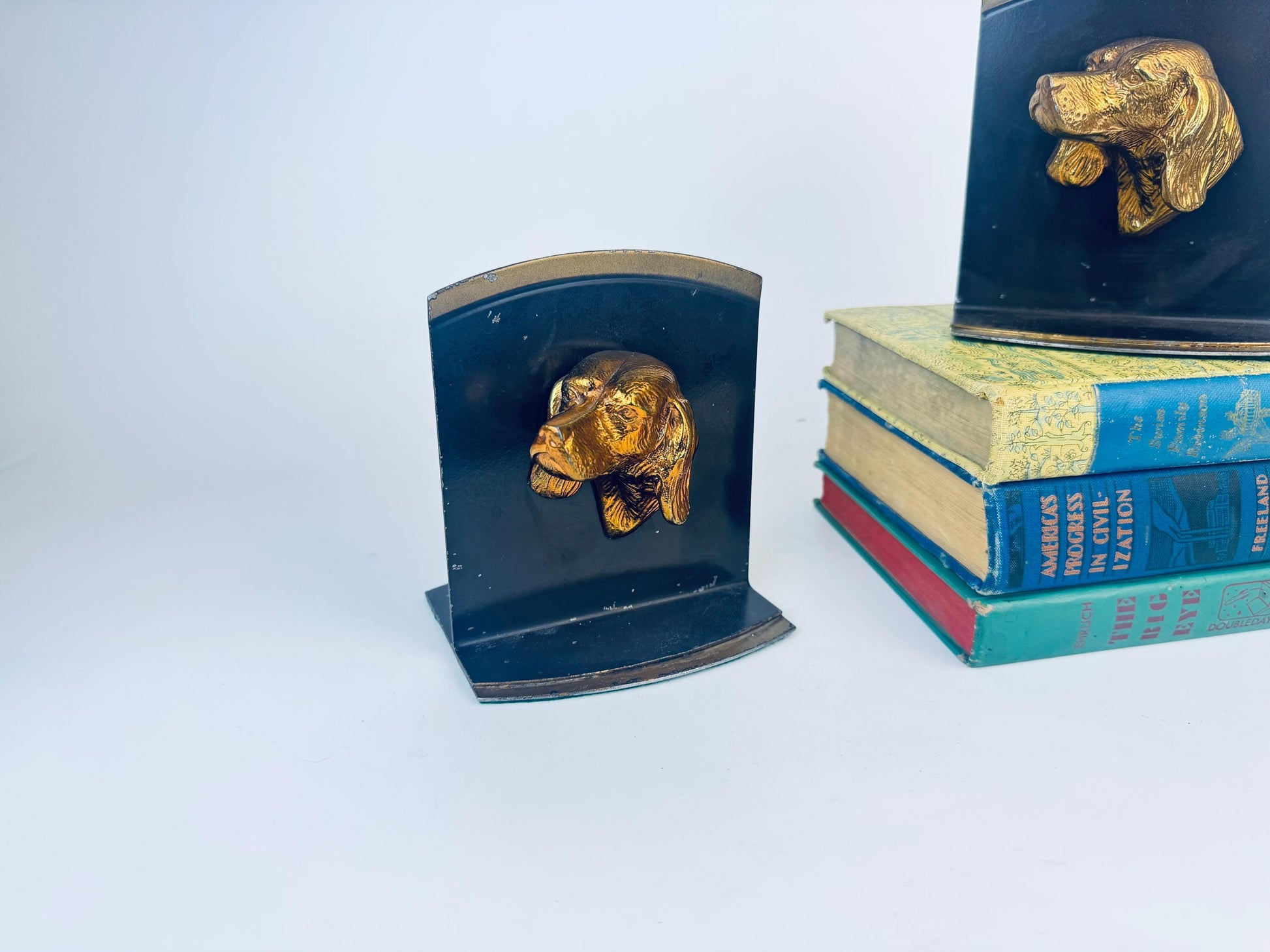 Product image for 'vintage spaniel dog metal bookends set of two 2' (view fd7122)