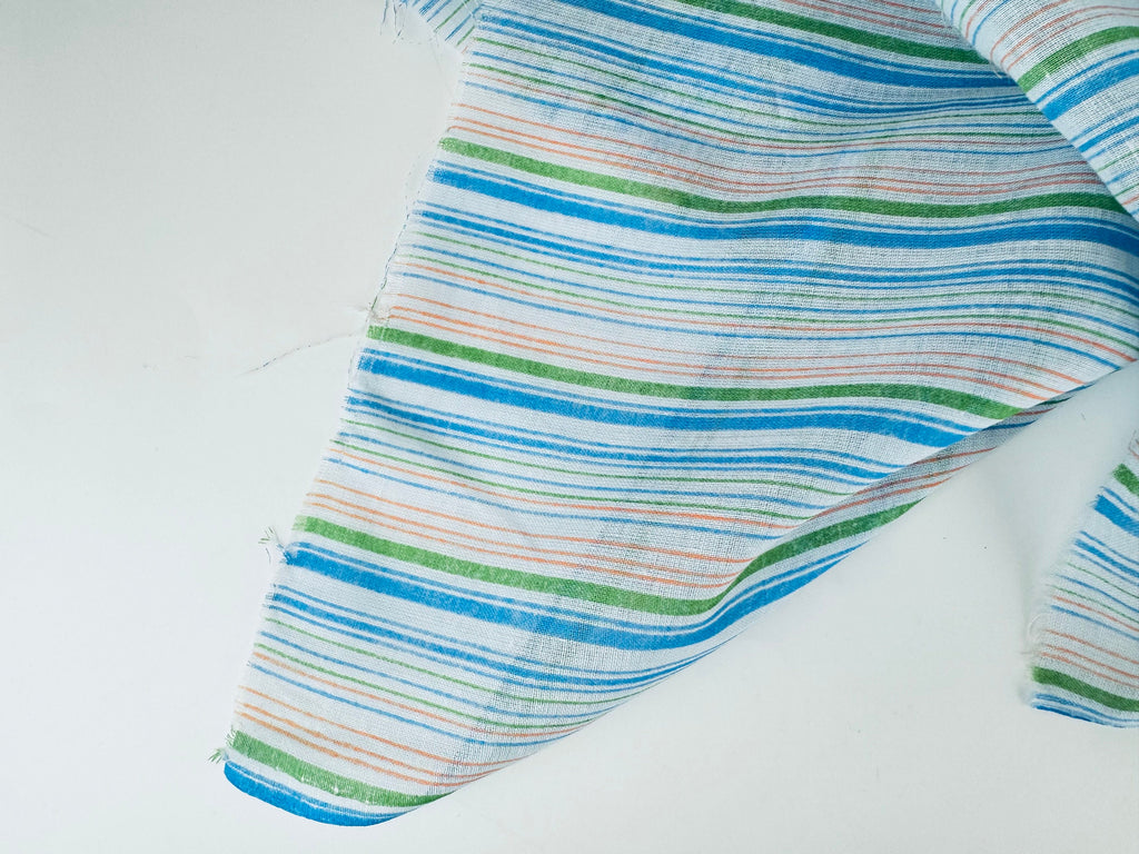 Product image for 'vintage blue green pink striped fabric material 45 x 92' (view d34cb0)
