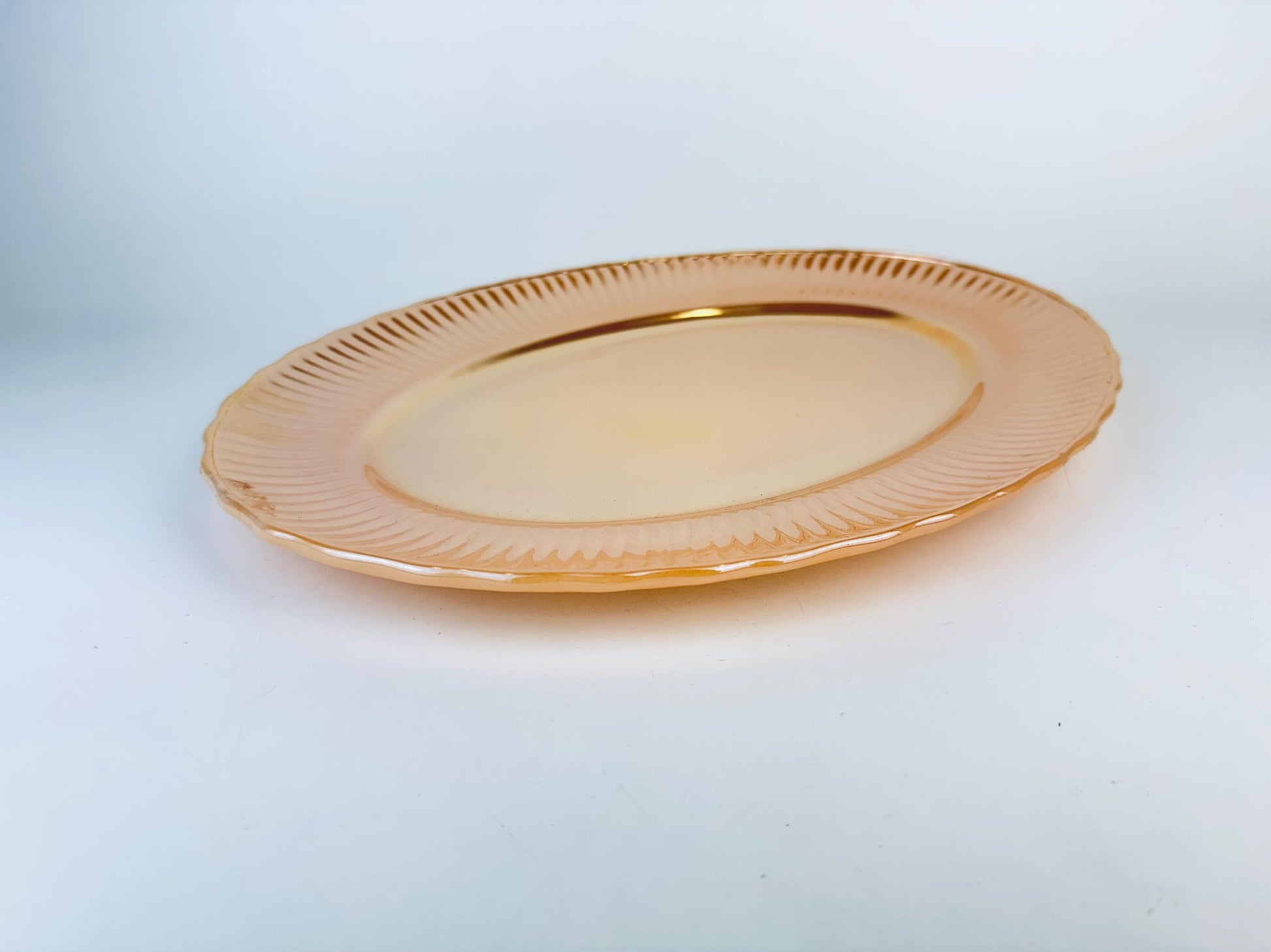 Product image for 'vintage peach lustreware 13 oval serving platter anchor hocking fire king made in usa' (view 67f5d4)
