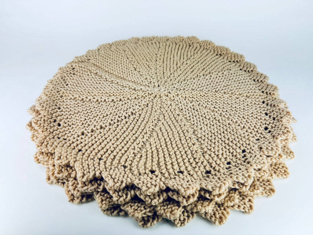 Product image for 'vintage round crochet woven brown or beige place mats underplates set of four 4 sets sold separately' (view f41203)