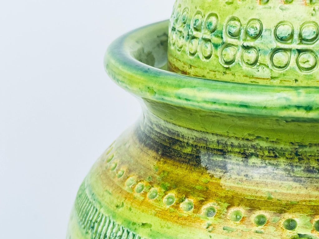 Product image for 'vintage rare aldo londi bitossi green sgraffito lidded jar made in italy' (view 251f55)