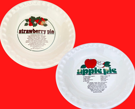 Product image for 'vintage ceramic pie plates strawberry apple pie recipe sold separately' (view 9230be)