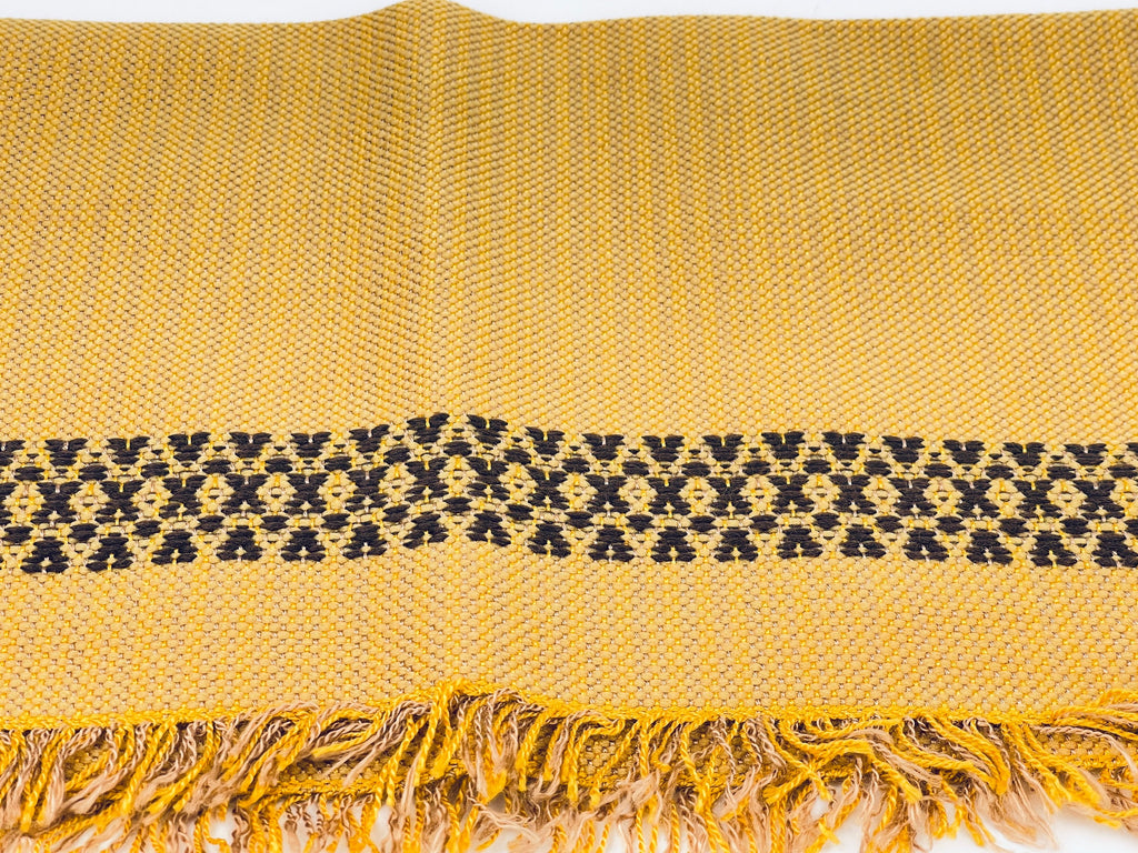 Product image for 'vintage rectangular fringe place mat table linen mustard yellow brown set of four 4' (view 9b6a69)