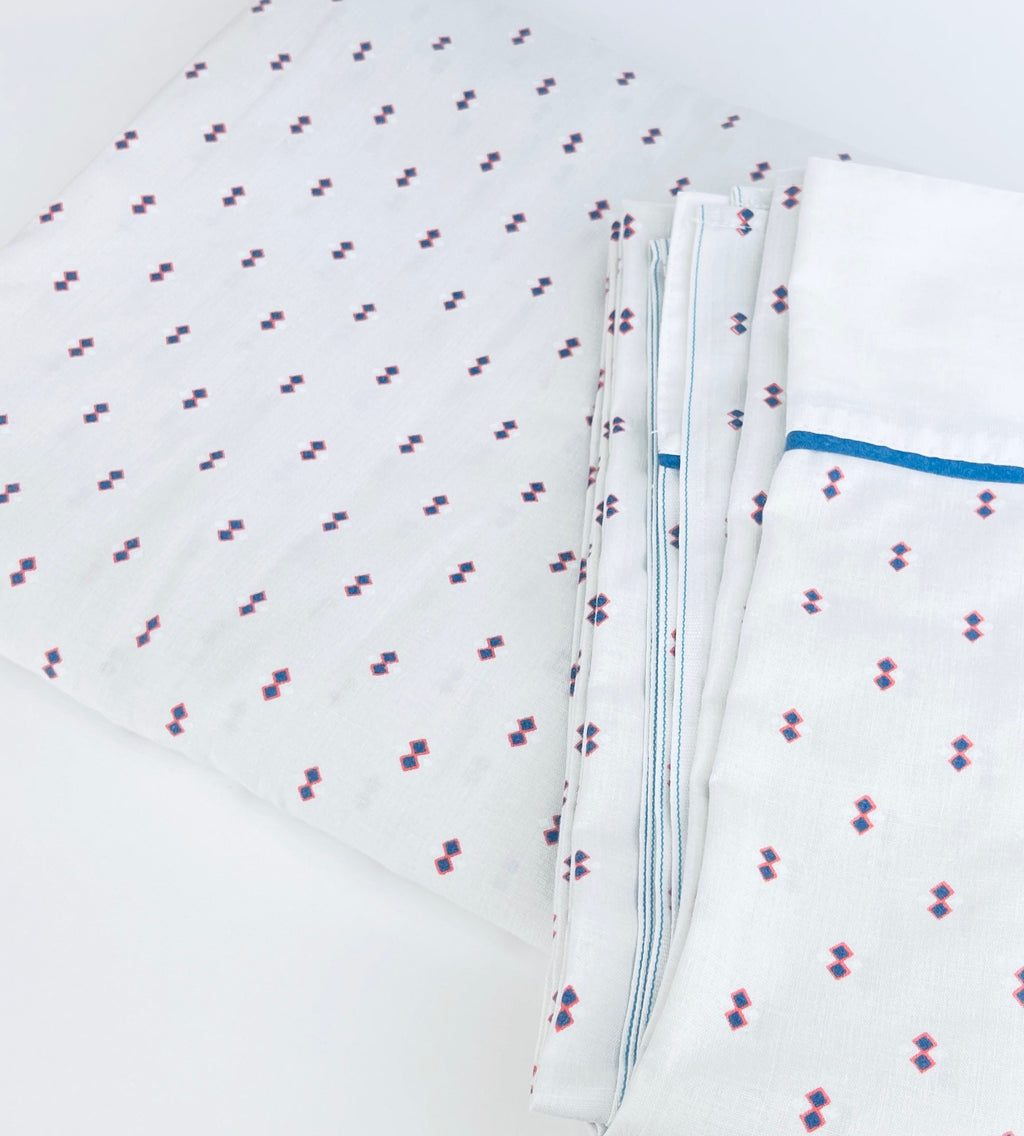 Product image for 'vintage texmade twin double sized single stitch flat sheet geometric double diamond pattern 80 20 cotton polyester made in canada' (view 7c67c6)