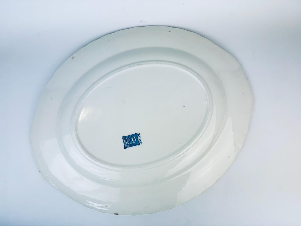 Product image for 'vintage antique blue white floral oval serving platter atlas grindley england' (view 32cc3d)