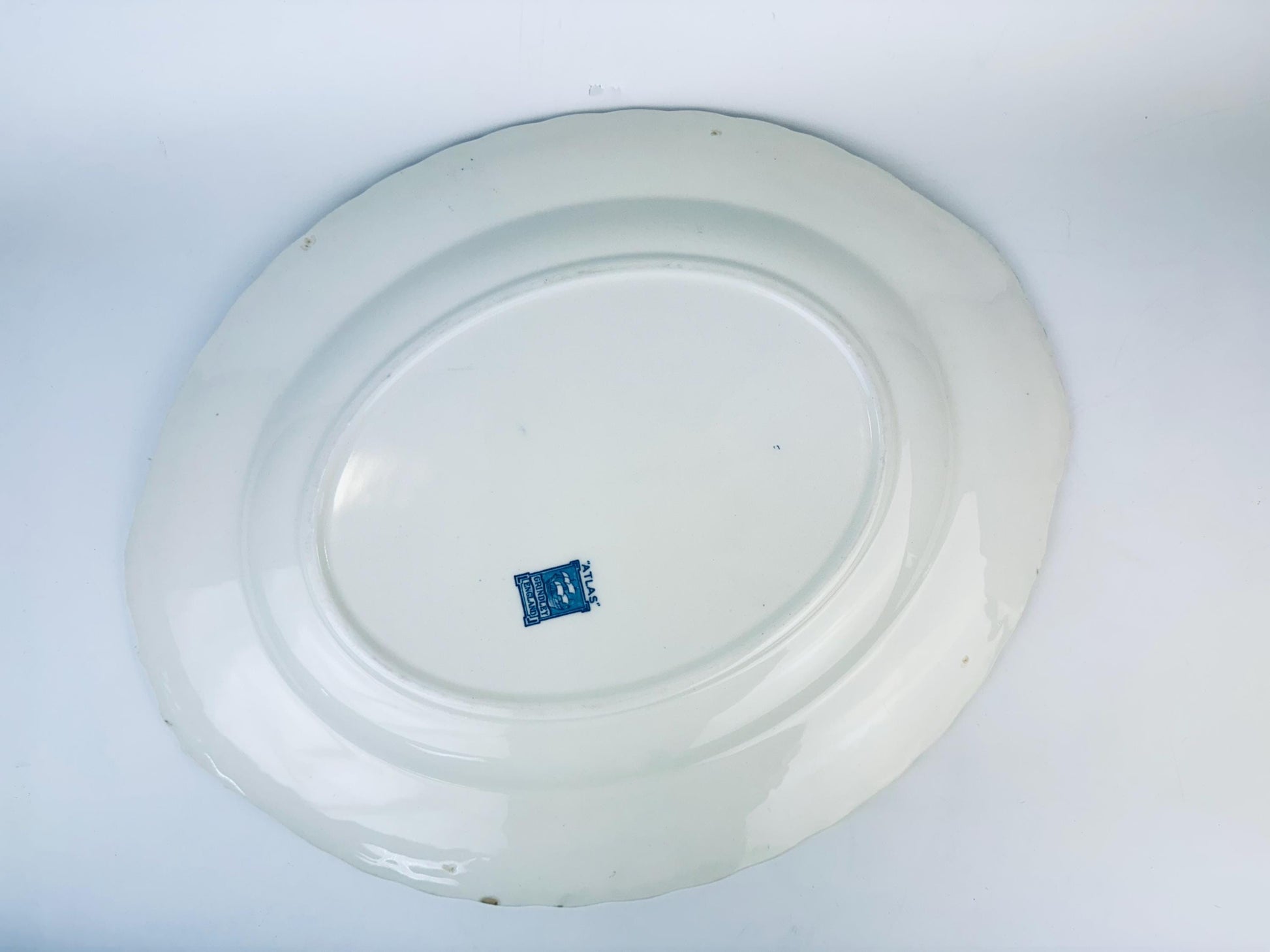 Product image for 'vintage antique blue white floral oval serving platter atlas grindley england' (view 32cc3d)