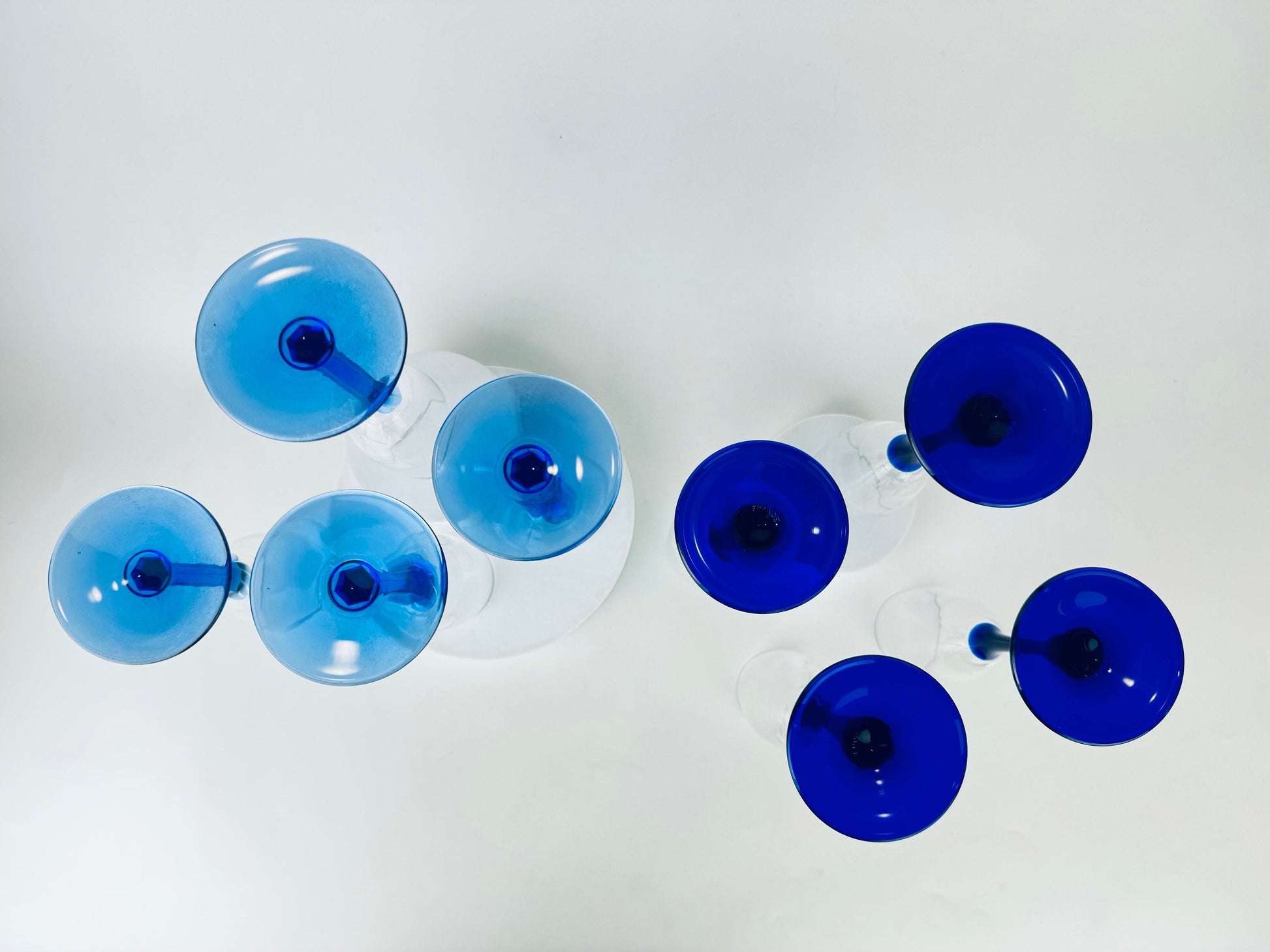 Product image for 'vintage cobalt blue fluted champagne drinking glasses set of four 4 sets sold separately' (view c50b18)