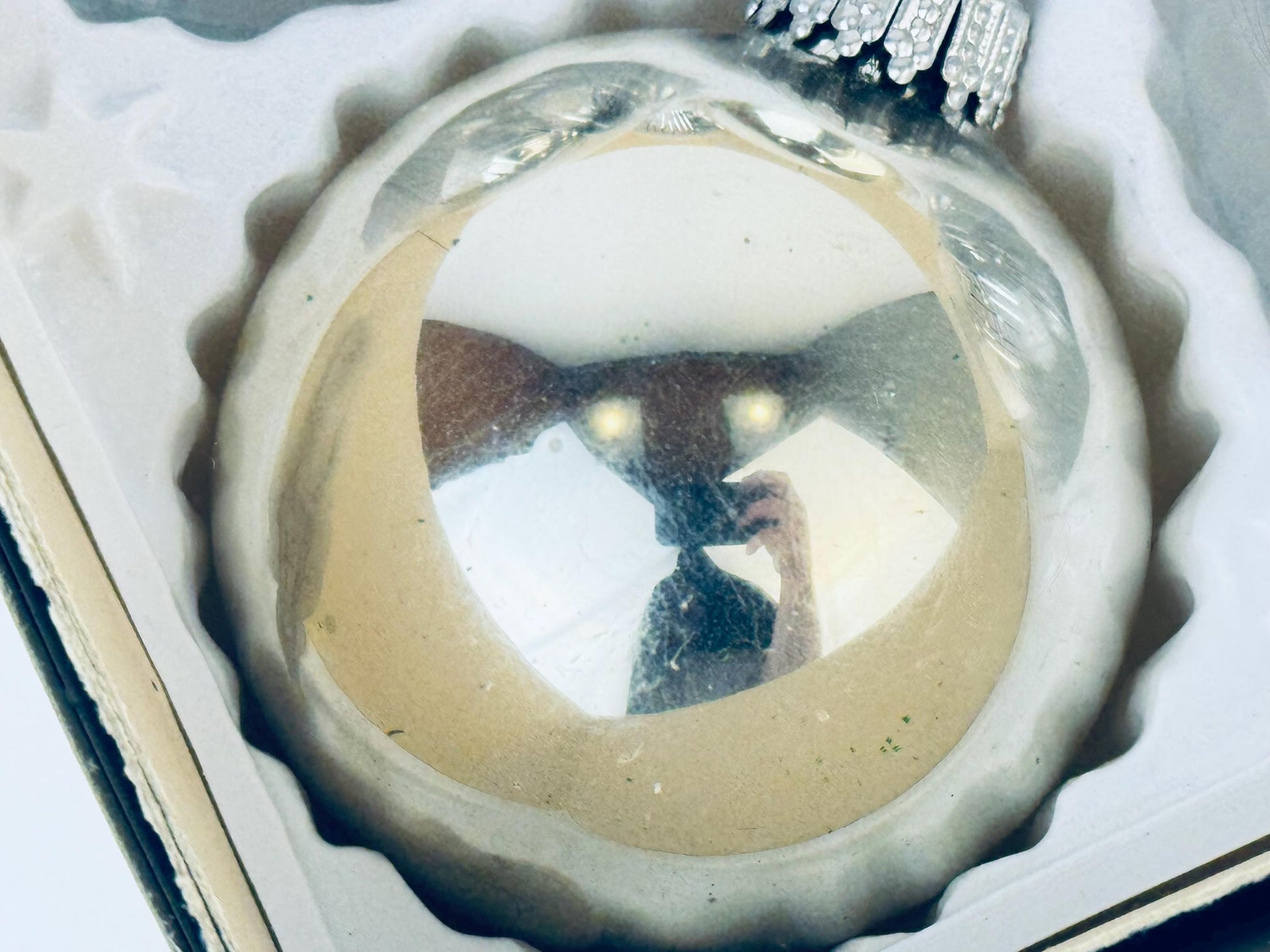 Product image for 'vintage silver clear silver tinsel glass christmas tree ornaments set of six 6 made in west germany' (view 09023e)