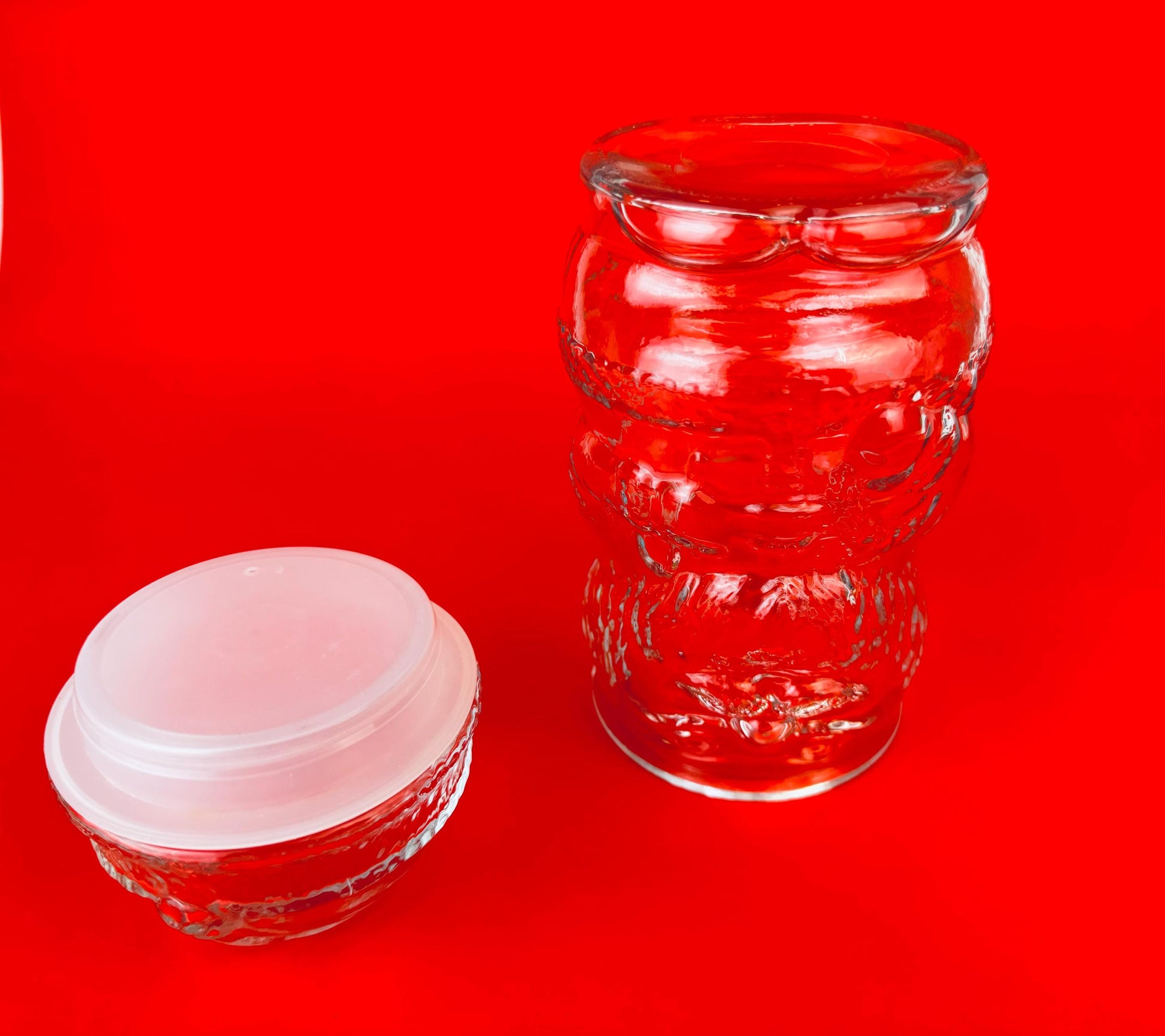 Product image for 'vintage textured clear glass santa jar air tight made in mexico christmas baking container candy jar' (view dd0887)