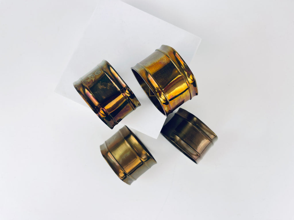 Product image for 'vintage hexagonal brass napkin ring holders set of four 4 attractive aged patina' (view 7d68eb)