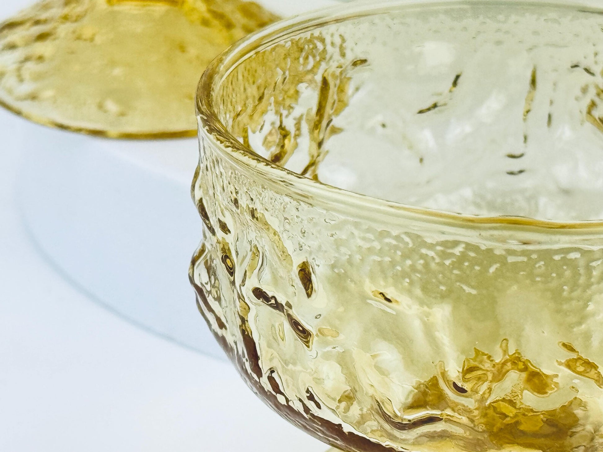 Product image for 'vintage amber anchor hocking crinkle lido milano footed sherbet glasses set of four 4' (view f6728f)