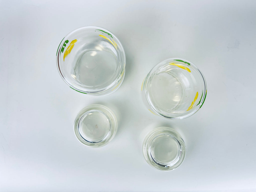 Product image for 'vintage yellow floral glass airtight container jar sold separately' (view cc4f70)