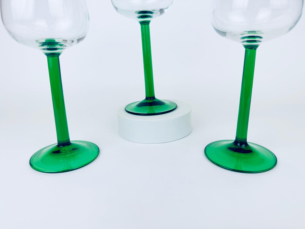 Product image for 'vintage luminarc emerald green stem wine glasses set of 3' (view d6fd22)
