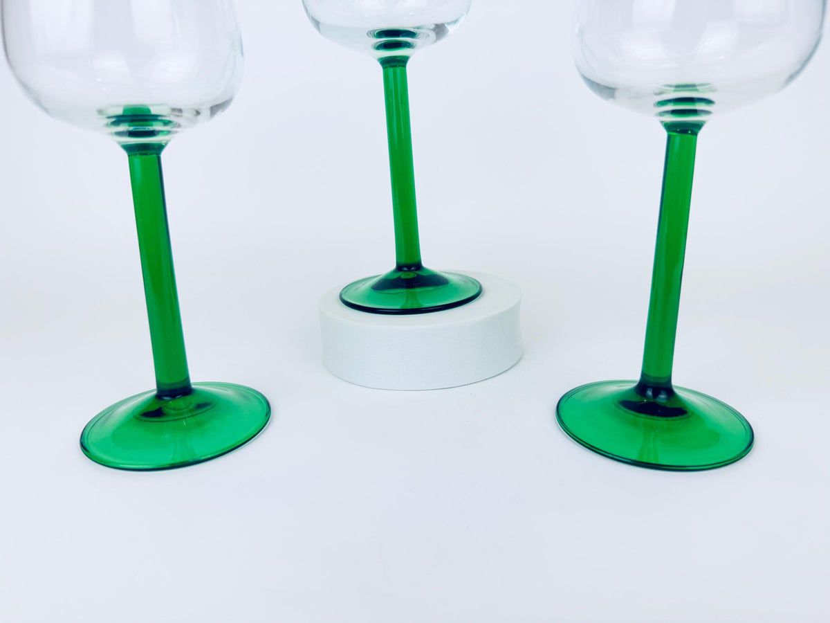 Product image for 'vintage luminarc emerald green stem wine glasses set of 3' (view d6fd22)