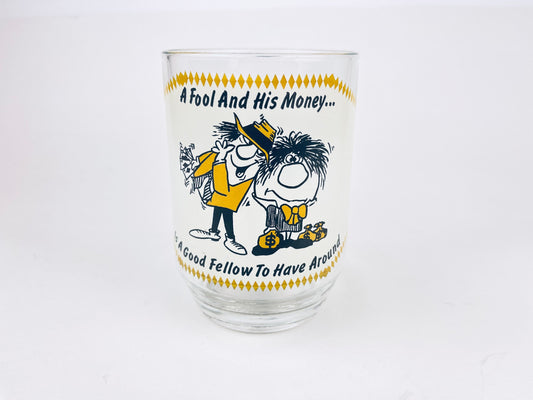Product image for 'vintage glass beer stein gag gift a fool and his money i a good fellow to have around made in france' (view 9d7dfa)
