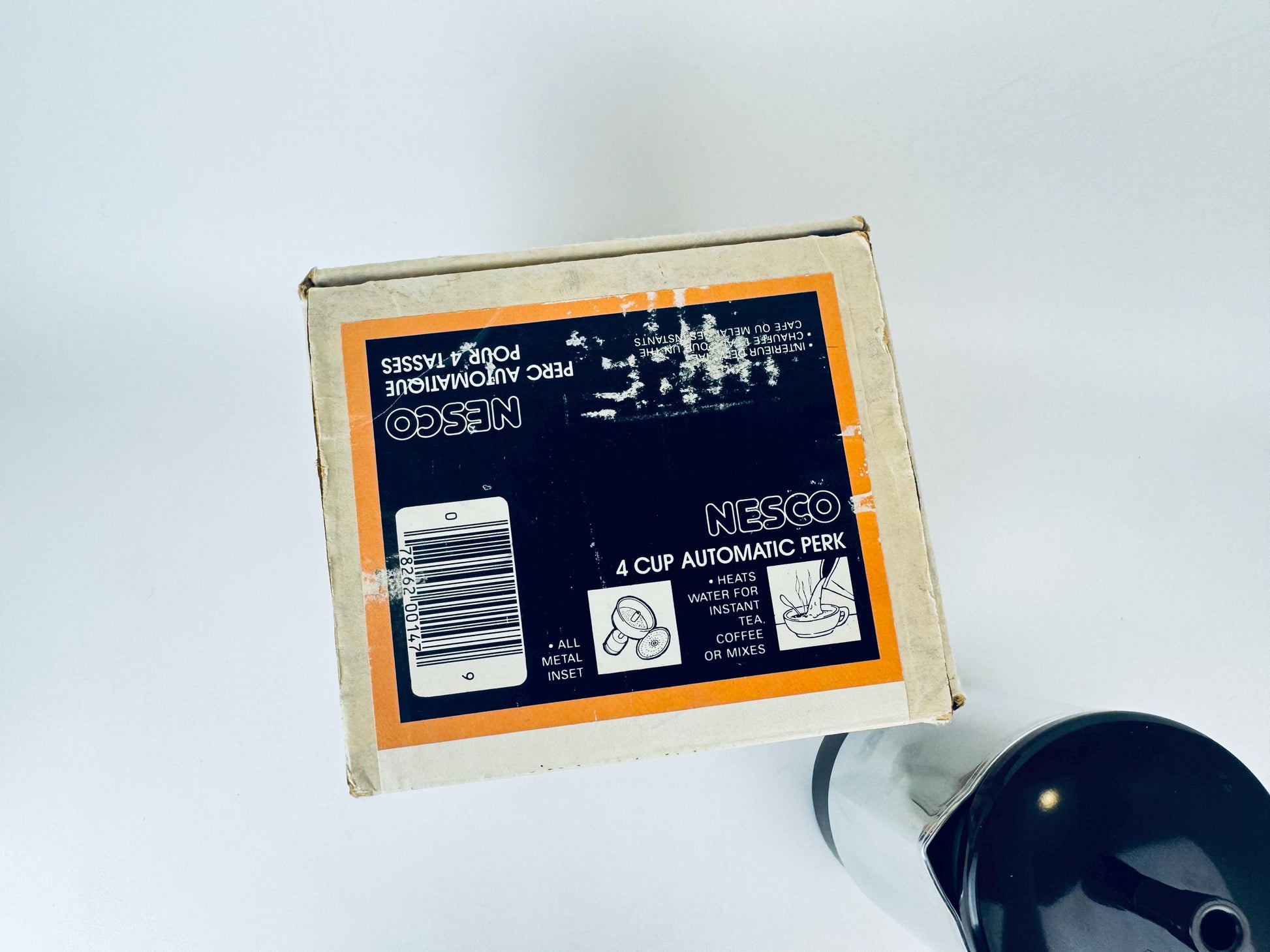 Product image for 'vintage chrome nesco 4 cup electric coffee percolator 1980s mid century modern style made in usa automatic compact brewer' (view 079815)