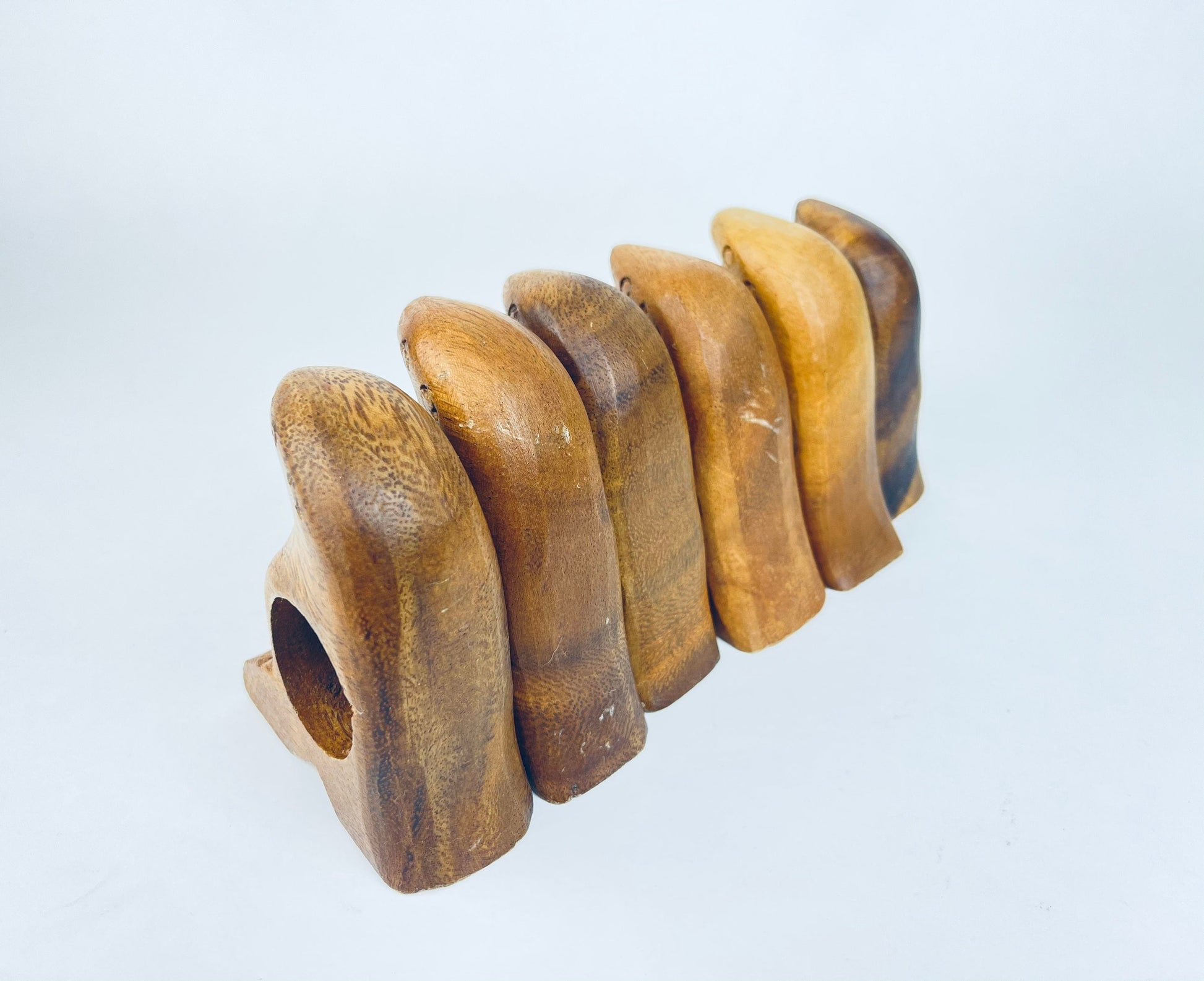 Product image for 'vintage hand carved wooden sea lion napkin ring holders set of five 5' (view aa9702)