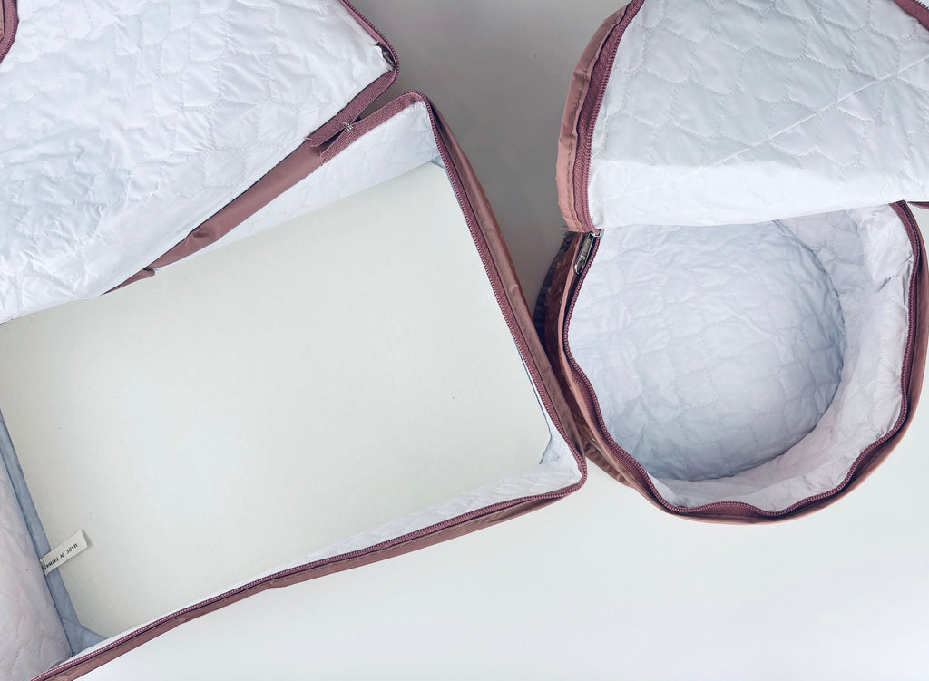 Product image for 'vintage purple beige collapsible quilted plastic china storage bags made in taiwan set of two 2' (view 97f113)