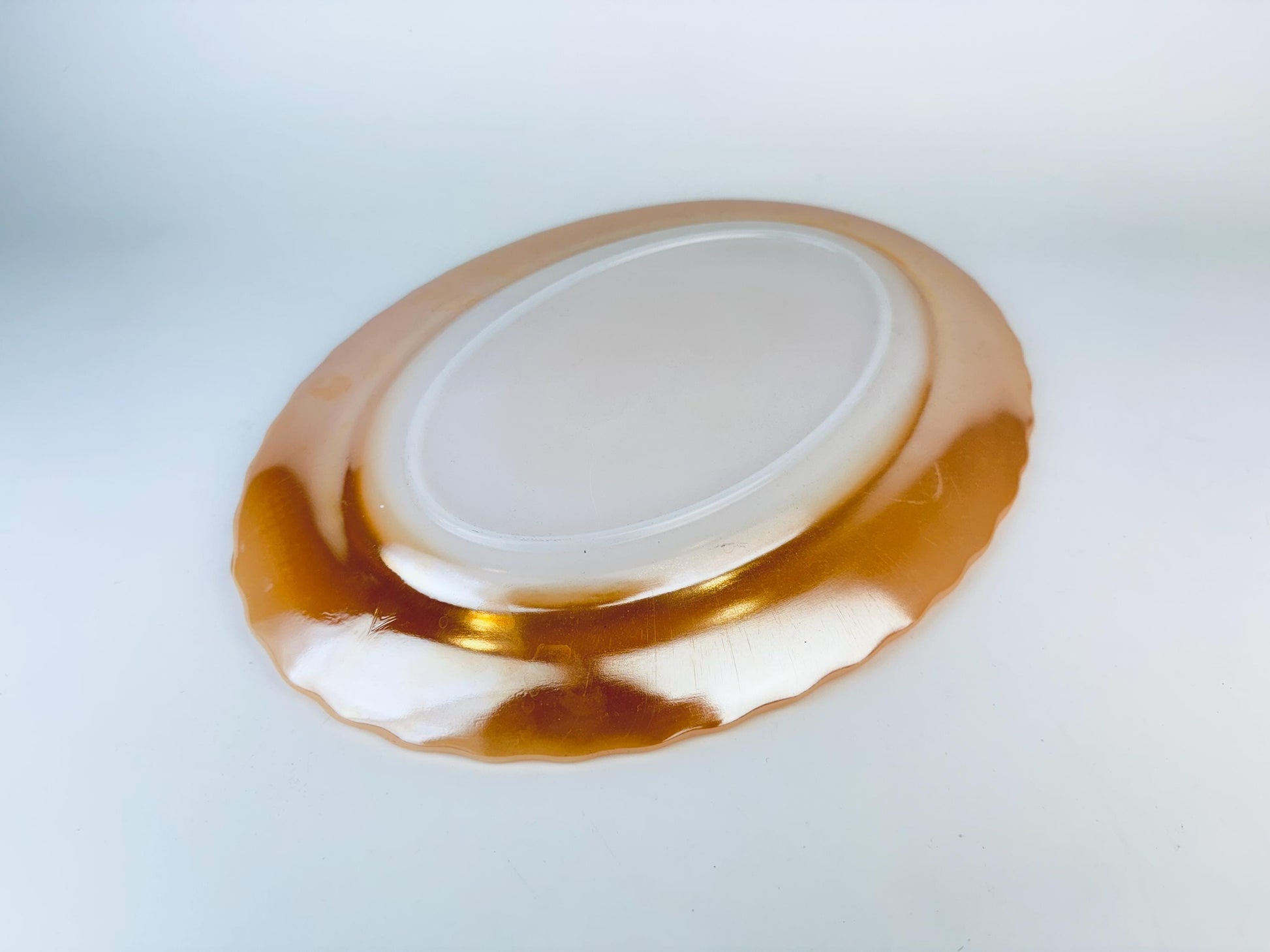 Product image for 'vintage peach lustreware 13 oval serving platter anchor hocking fire king made in usa' (view f9e8a7)