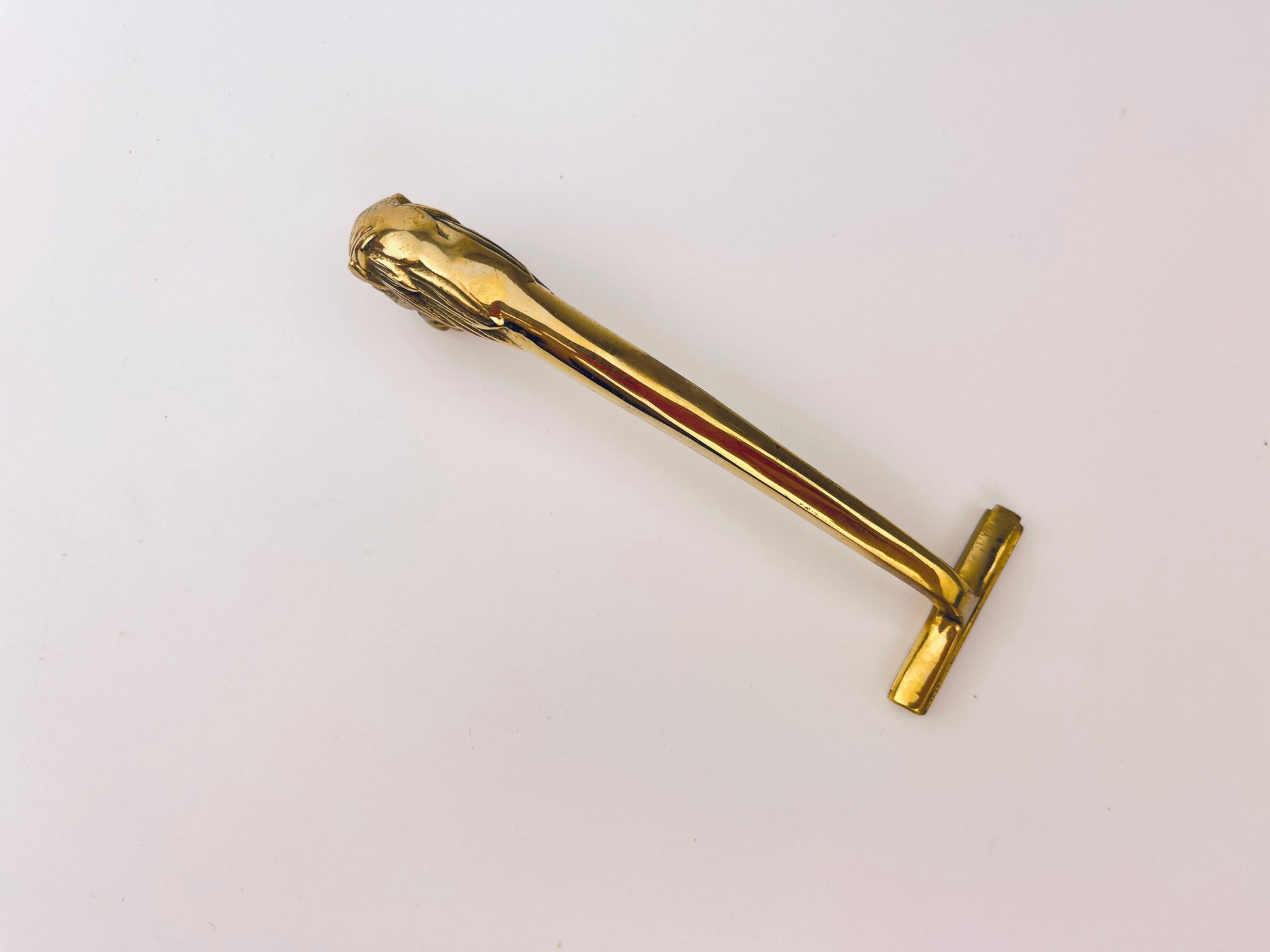 Product image for 'vintage antique deluxe solid brass lion shaver attractive aged metal patina gift for him new in box nib' (view ded705)